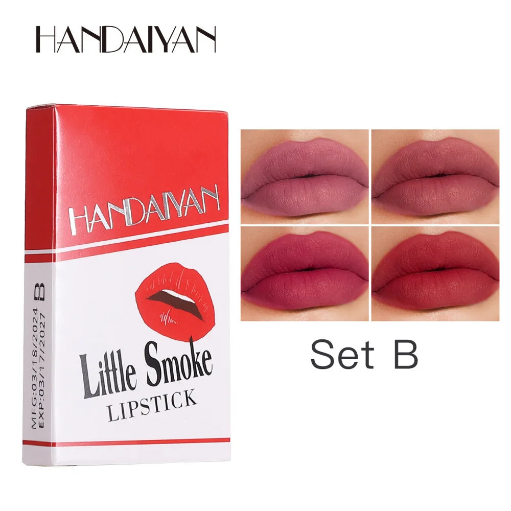 Handaiyan 4-Piece Matte Velvet Lipstick Set – Waterproof & Long Lasting