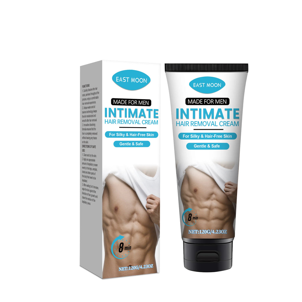 East Moon Men's Hair Removal Cream – Gentle & Non-Irritating, No Redness, No Dark Spots Left, Slows Hair Growth, Easy to Use Oasis Select 120g boxed