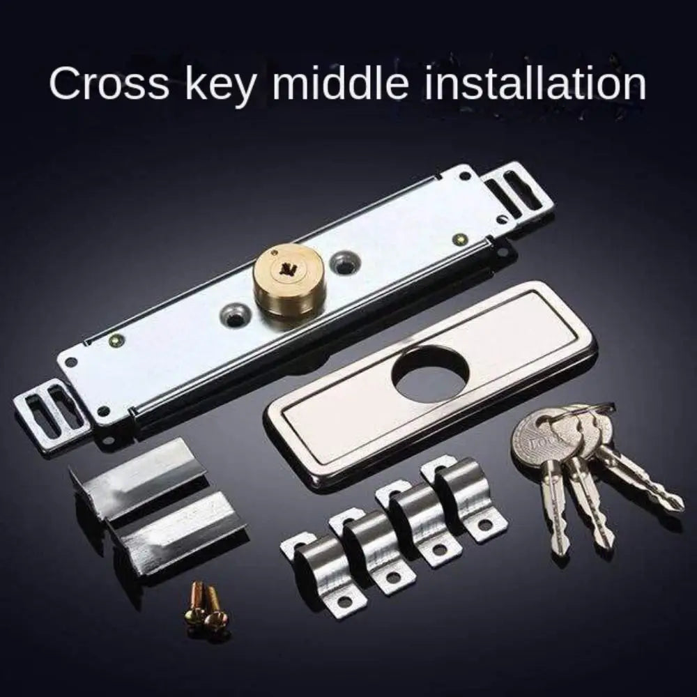 New Alloy Roller Shutter Door Lock Middle Bottom Hardware Roll Gate Lock with Key Cross Shaped Anti-theft Locks Garage Oasis Select Style 1