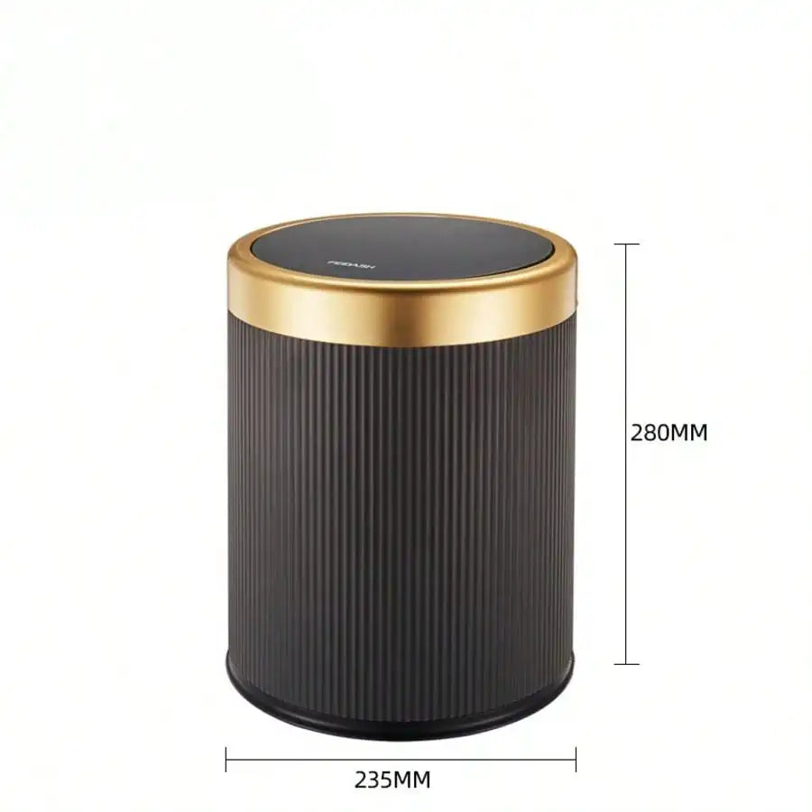 Fashionable Circular Wastebasket Durable Plastic Recycle Bin Large Capacity Double Double-layer Kitchen Garbage Cube Trash Can Oasis Select Black 12L
