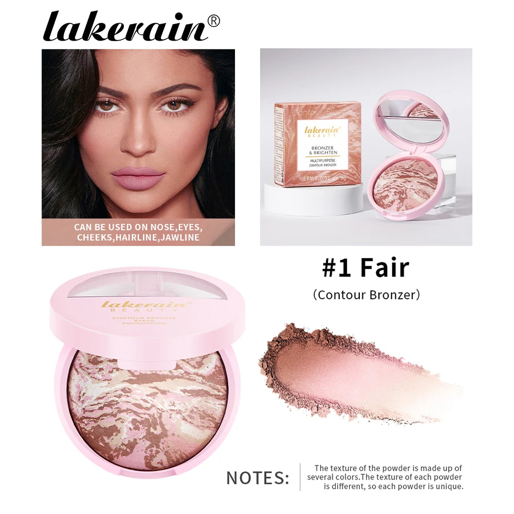 Baked Powder Foundation Oil Control Setting Makeup Pressed Powder Cake Bronzer Glow Face Contouring Shimmer Contour Oasis Select color 1 bronzer