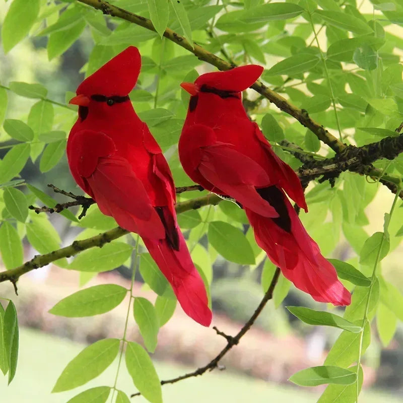 2PCS Handmade Simulation Parrot Creative Feather Lawn Figurine Ornament Animal Bird Garden Bird Prop Decoration Miniature Oasis Select