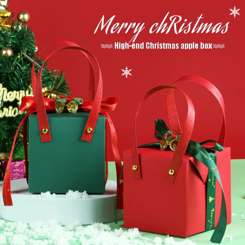 Christmas Apple Box Christmas Eve Gift Ribbon Fruit Box Gift Wrap Christmas Apple Box Noel Decoration 2022 Santa Stocking Oasis Select