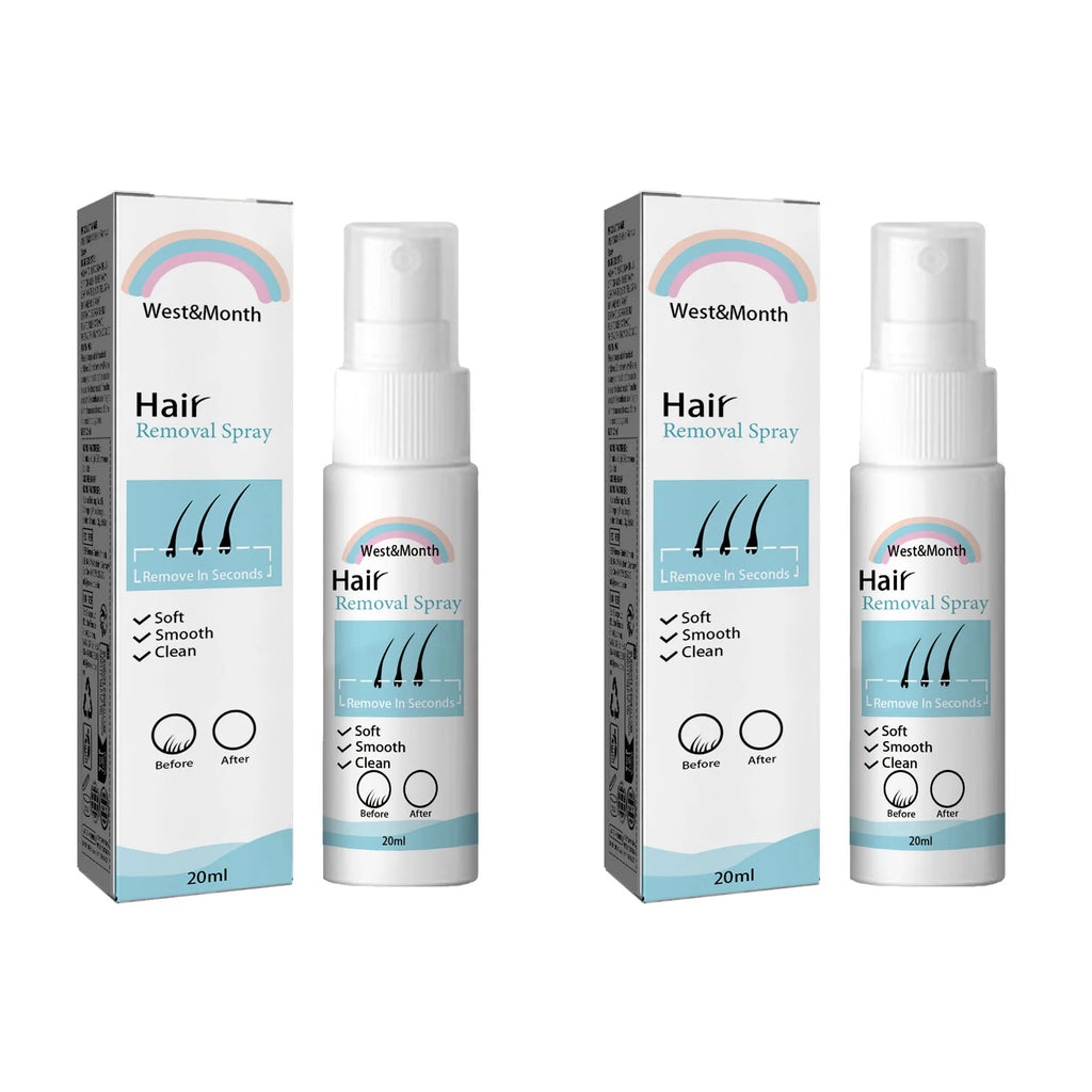 Hair Removal Spray Hair Growth Inhibitor Natural Painless Depilatory Spray Body Armpit Private Parts Hair Remover for Smooth Ski Oasis Select 2 x 20ml Boxed