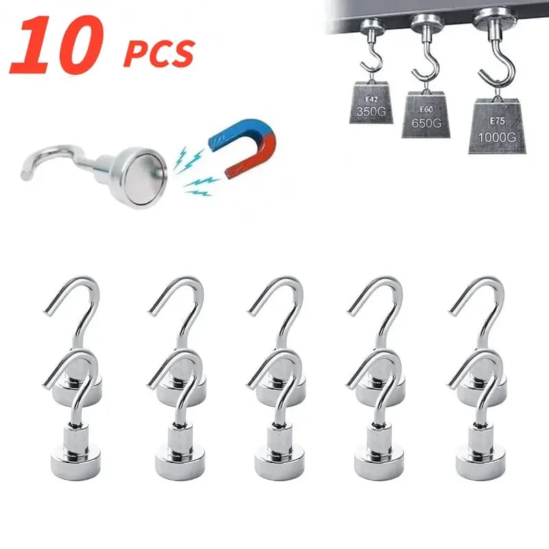 10Pcs Strong Magnetic Hooks Punchfree Practical Load Bearing HookThick Wall StorageFor Home Kitchen Oasis Select 10PCs 10PCs