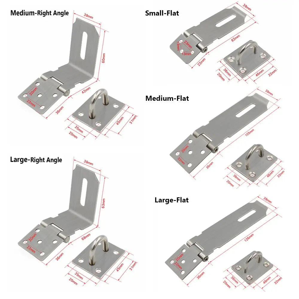 Padlock Hasp Door Clasp Lock 90 Degree Right Angle Shed Gate Latch Household Burglar-proof Bolt Door Buckle with Mounting Screw Oasis Select