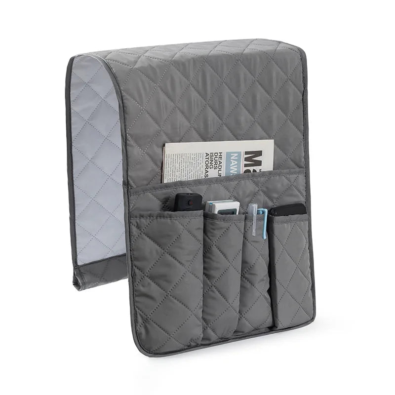 Sofa Armrest Organizer with 5 Pockets and Cup Holder Tray Couch Armchair Hanging Storage Bag for TV Remote Control Cellphone Oasis Select Grey