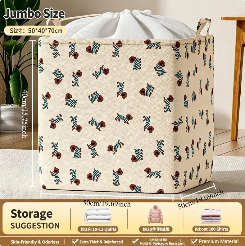 Extra Large Upgraded Large Capacity Storage Bag with Drawstring,Dustproof Quilt Clothes Organizer for Wardrobe, Home Storage Oasis Select XXL