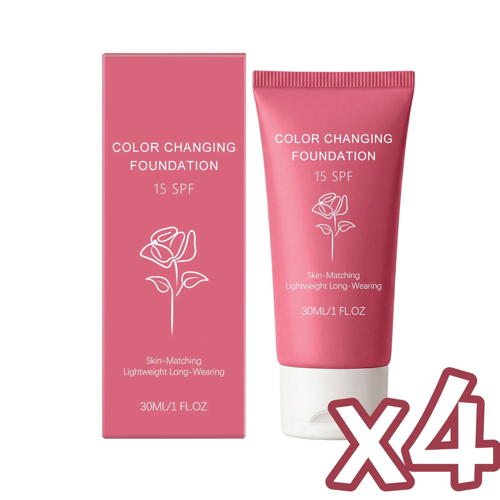 Color Changing Foundation SPF 15 | Hydrating Natural Coverage Foundation Lotion SPF Oasis Select 30g Boxed x 4PCS