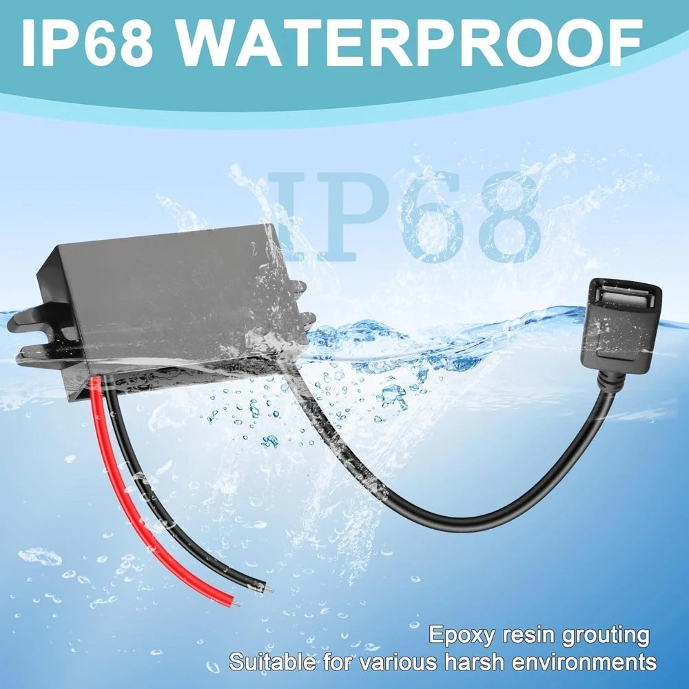 DC To DC 12V Step-Down To 5V 3A 15W Buck Power Converter USB Waterproof Buck Module Power Adapter For Car Lighting Equipment Oasis Select