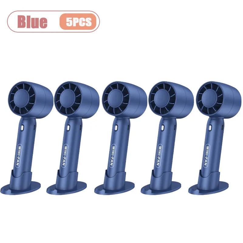 Mini USB Handheld Fan Portable Rechargeable Small Desk Fan for Students Office Travel Personal Cooling Breeze Quiet 3 Speed Oasis Select Blue-5PCS