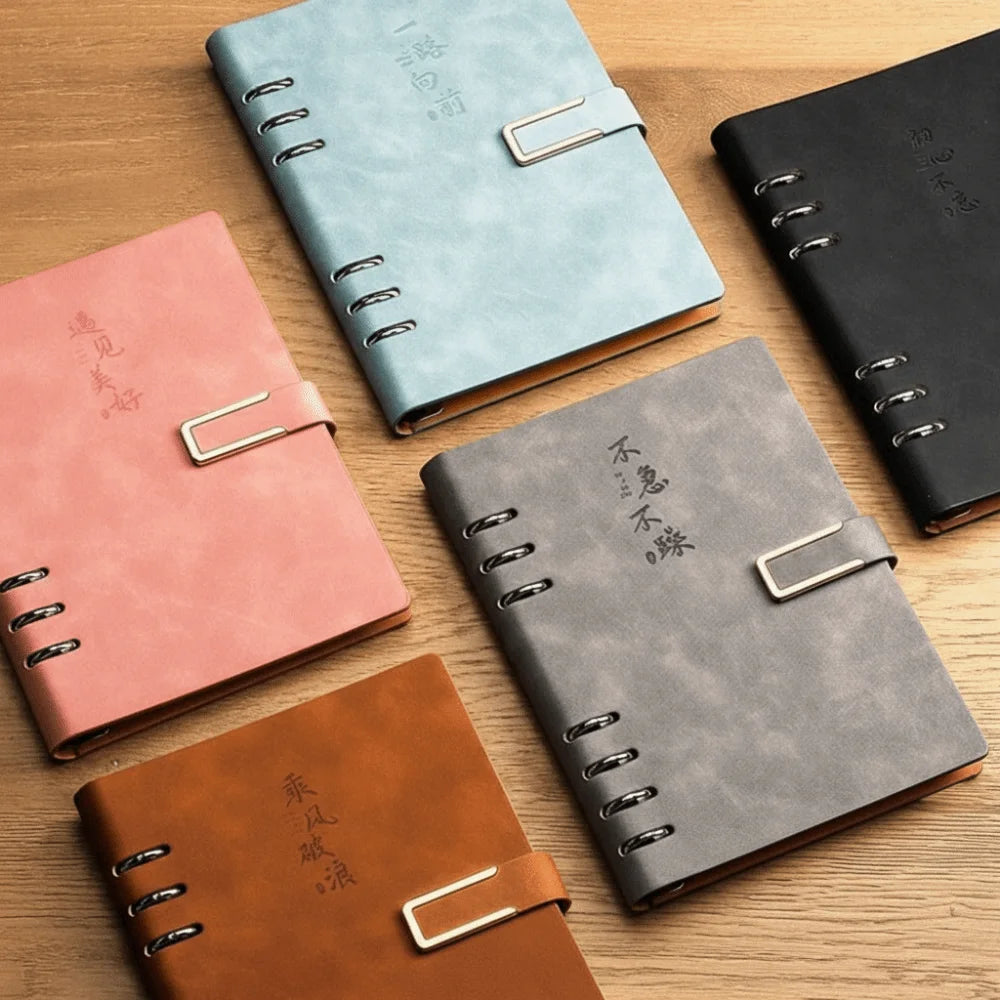 Detachable Metal Clip A5 Notebook 200 Pages 100 Sheets Loose Leaf Notebook Hardcover Leather Cover PU Hardcover Notebook Oasis Select