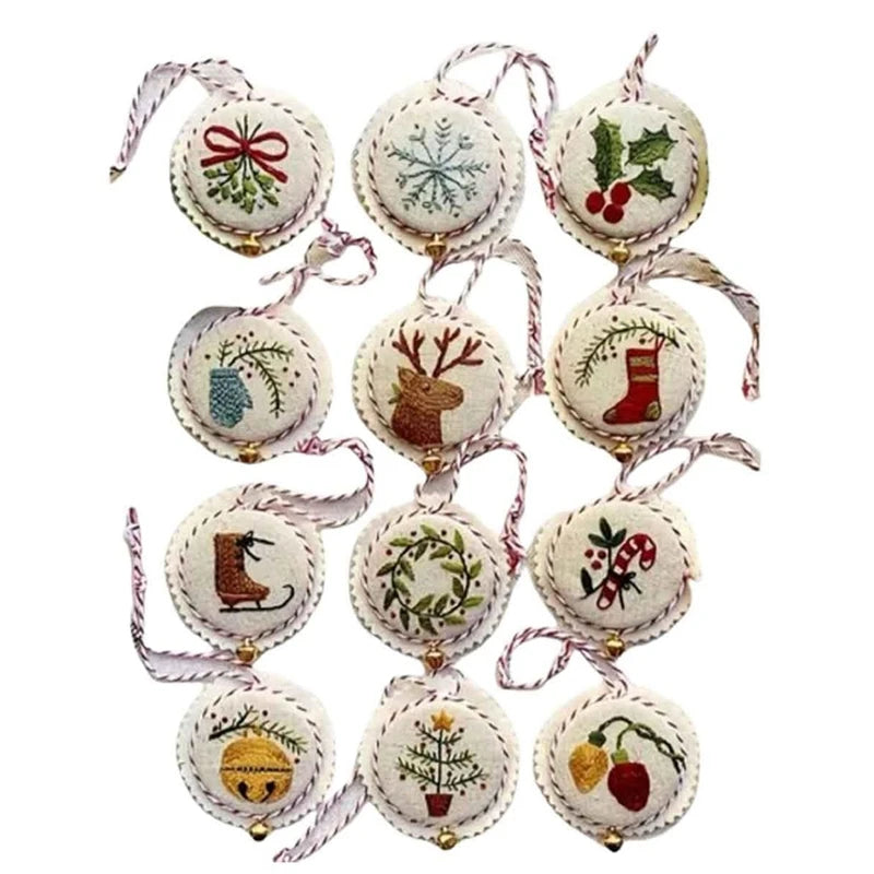 WISH Jolly And Bright Hand Embroidery Ornaments Kit,Christmas Embroidery Kit,Festival Ornament Kits Oasis Select