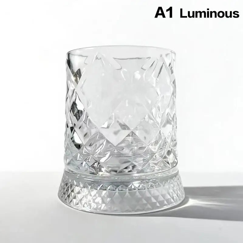Vintage Glass 360 ° Rotating Glass Cup With Base Creative Glowing Rotation Glass Light Luxury Glass Brandy Wine Cup Glassware Oasis Select A1 201-300ml