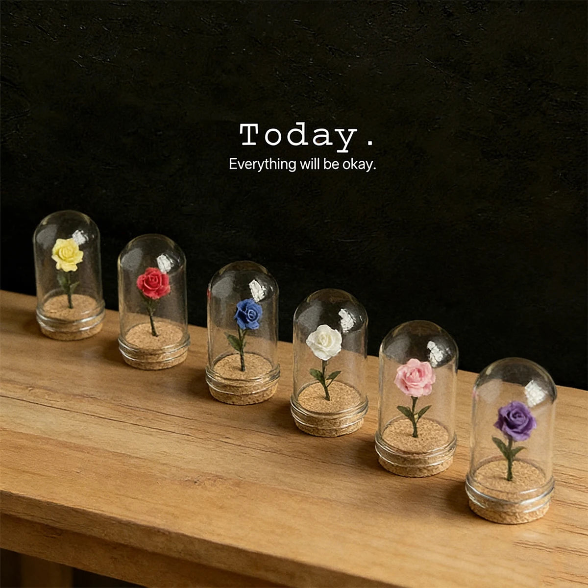 1/5 PCS Rose Under Glass Cloche – 1:12 Miniature for Dollhouse, Fairy Garden Paths & Micro Landscapes, Mini Simulation Models Oasis Select