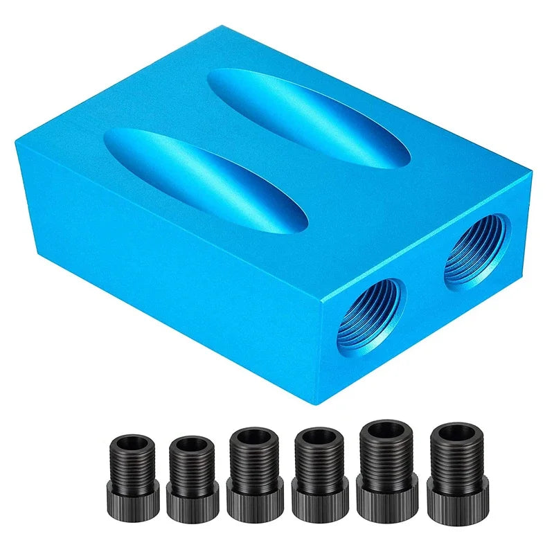 Woodworking Oblique Pocket Hole Locator Jig Kit 15 Degree Angle Drill Guide Set Hole Puncher DIY Carpentry Tools Drill Bits Oasis Select 7 pcs set