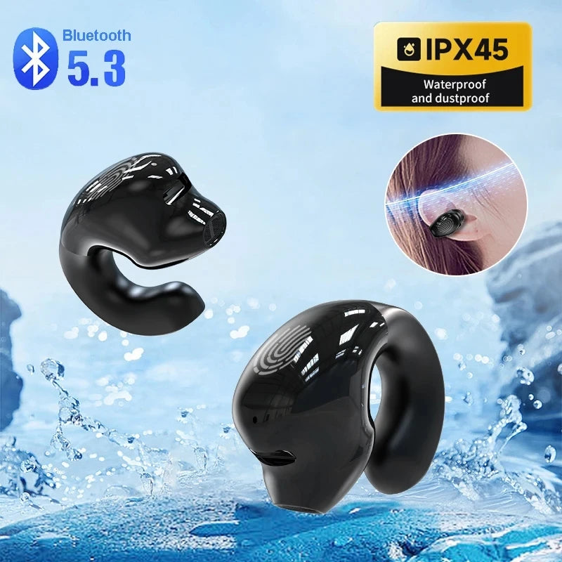 Wireless Ear Clip on Headphones TWS Bluetooth 5.3 Earphones Single in-Ear HiFi Stereo Touch Control Sports Headset with Mic Oasis Select