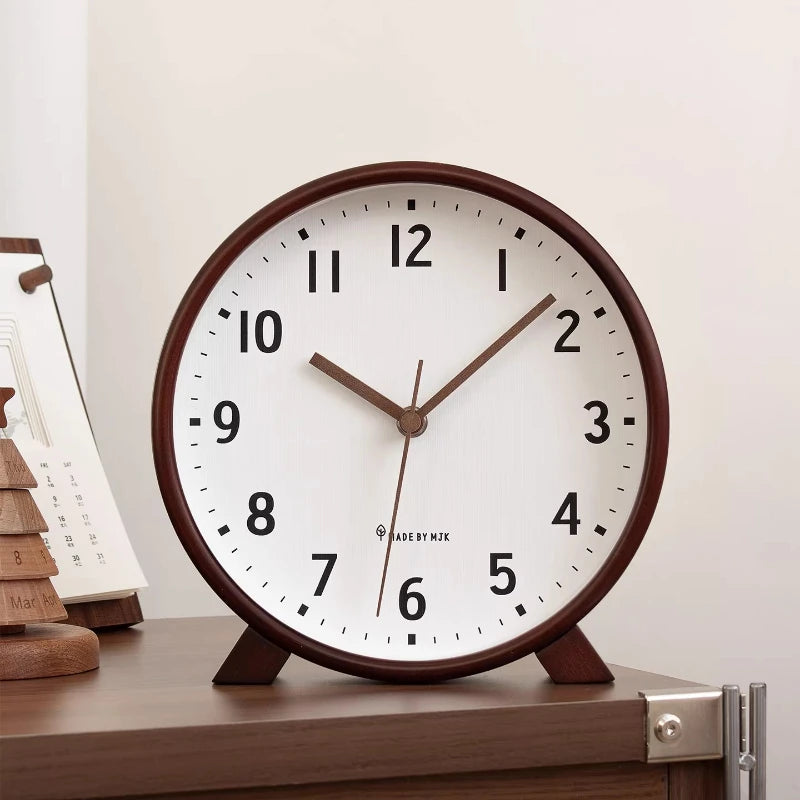 Solid Wood Chinese Retro Clock New Desktop Decoration Living Room Silent Clock Placement Decoration Retro Clock Oasis Select