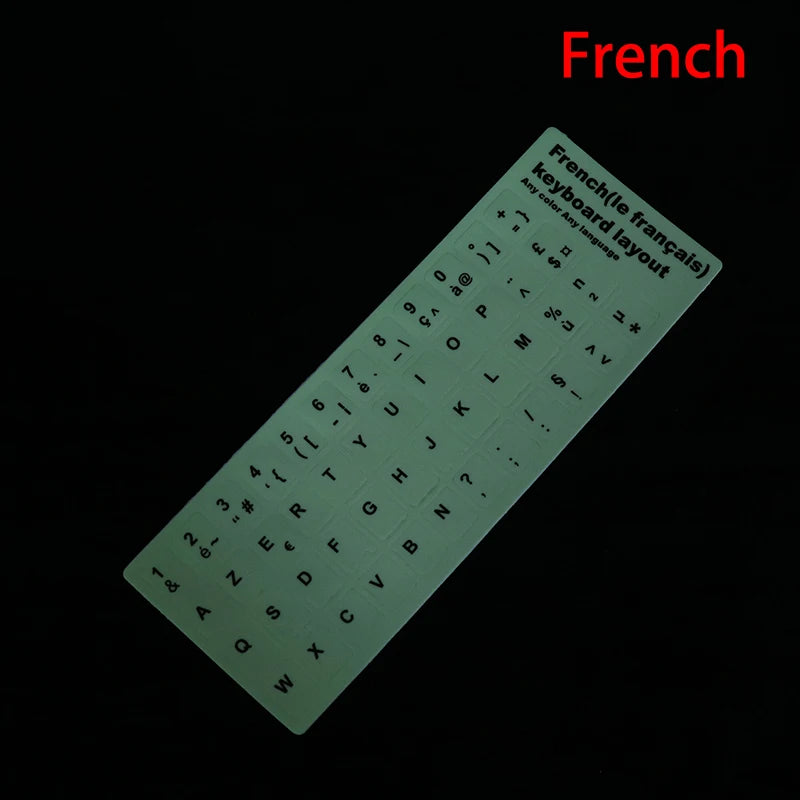 Luminous Keyboard Film Spanish,Russian,Arabic,French,English Etc Language Fluorescent Keyboard Letter Protective Stickers Oasis Select E