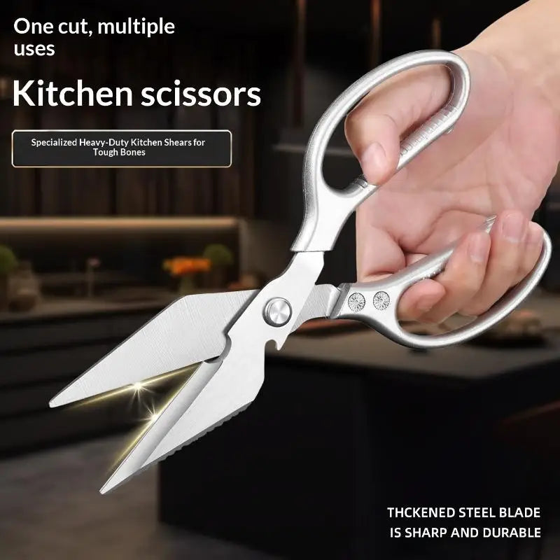 Kitchen Scissors Sharp Thickened Stainless Steel Blades Nonslip Handle 1Pcs for Cutting Poultry Meat Vegetable Seafood Oasis Select