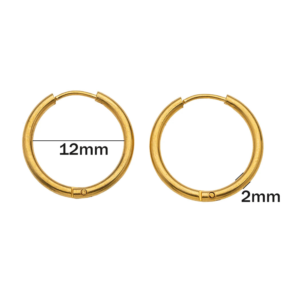 10pcs Stainless Steel Huggie Hoop Earrings Small Hypoallergenic For DIY Women Simple Cartilage Stud Earrings Jewelry Making Oasis Select Gold 12mm