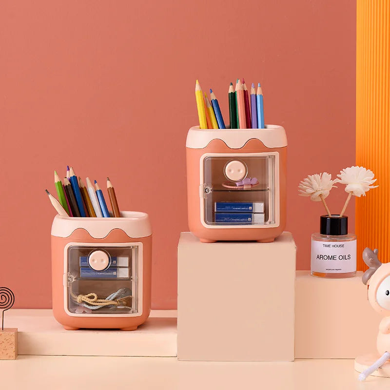 Cute cute pig pen holder student large-capacity desktop storage bucket girl children's stationery storage container wholesale Oasis Select