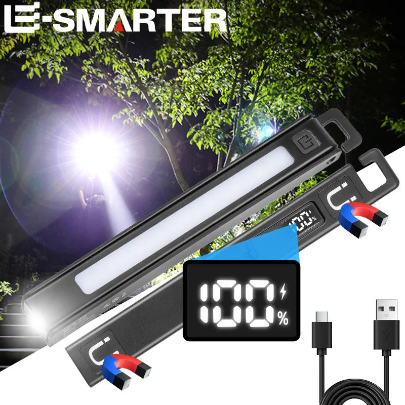 COB Work Pen Light LED Folding Work Flashlight with Magnet Portable Torch Rechargeable Outdoor Multi-Function Ruler Flashlight Oasis Select