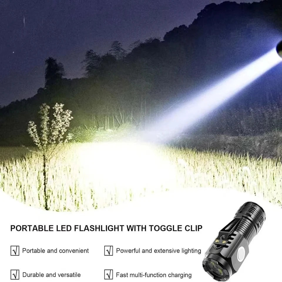 LED Strong Light Flashlight Rechargeable Multi functional for Long Range Portable Outdoor Home Mini Flashlight Cap Clip Light Oasis Select