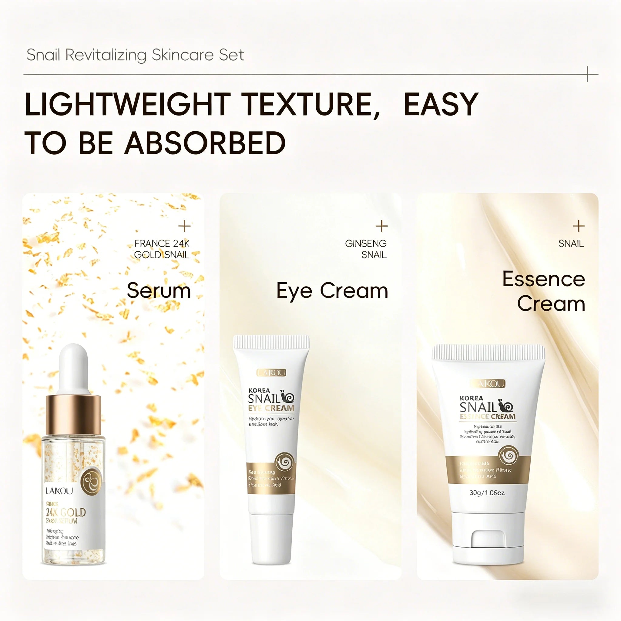 LAIKOU Vitamin C Sakura 3-Piece Skincare Set – Serum, Eye & Face Cream Skincare Gift Set Oasis Select