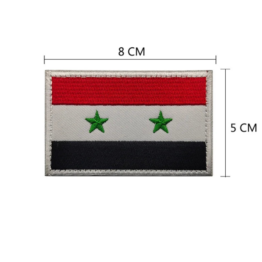 Syrian Flag Embroidered Patch – Iron-On & Hook Loop Badge