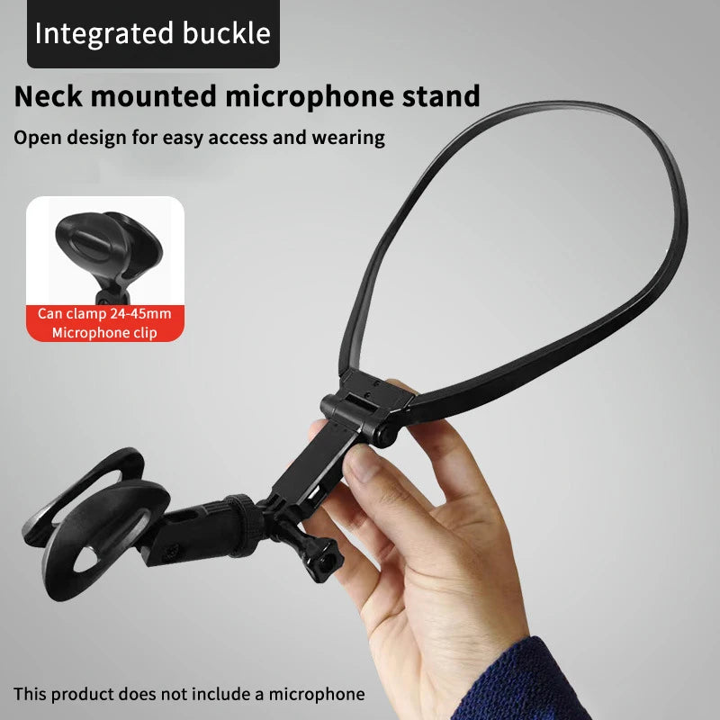 Neck-mounted Microphone Bracket Holder HandFree Neck Microphone Stand Adjustable Hands Free Brace Mic Holder Oasis Select B