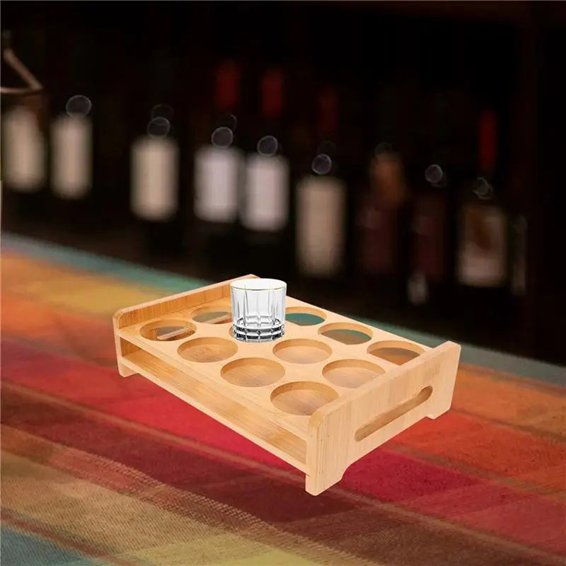 LIKE WISH 2X Shot Glasses Set Shot Glass Tray Holder With 12 Holes Serving Stand For Tequila Whiskey Brandy-Party Club Bar Oasis Select