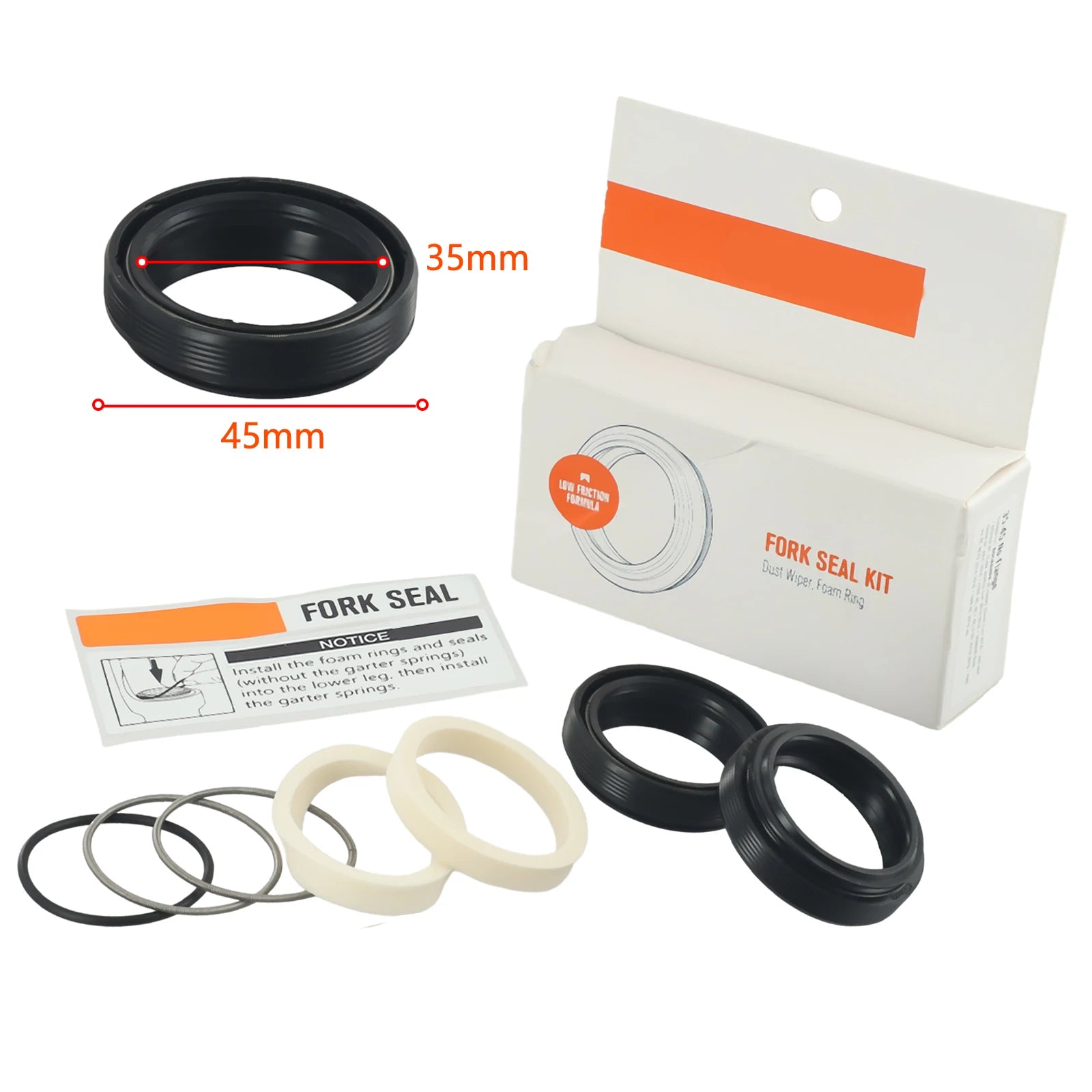 Spring Coil Fork Dust Seal Sealing Ring W/ Sponges 30 X 42mm 30-40mm For FOX/ROCKSHOX Rubber+Aluminum Alloy+Sponge Oasis Select 35x45mm