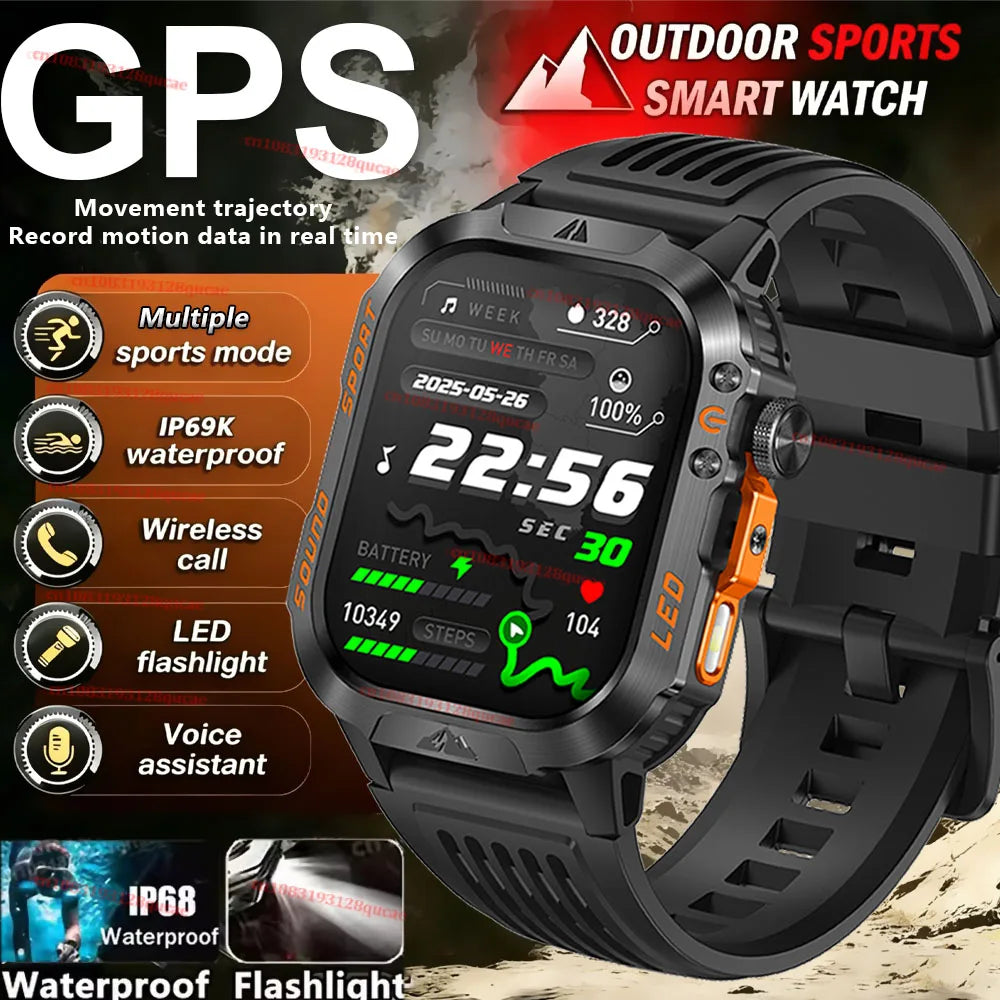Military Smart Watch 3ATM GPS BT Calls Fitness Tracker HW12