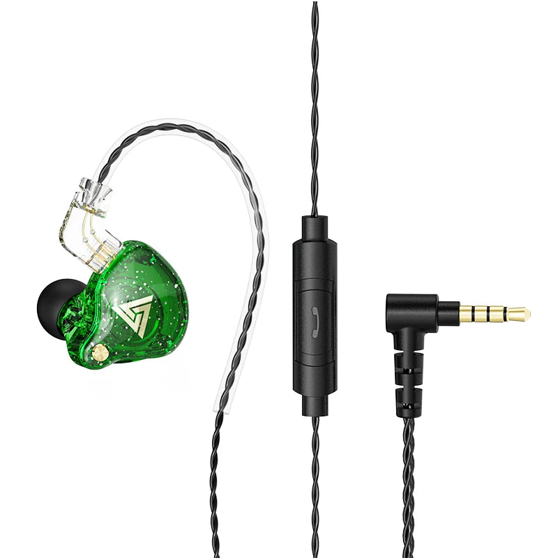 QKZ AK6 EDX Pro 1DD Earphone Copper Dual Driver inear HIFI Stereo headset Monitor Sports Earbuds With Mic Gaming Headphone ZST X Oasis Select AK6Pro Green