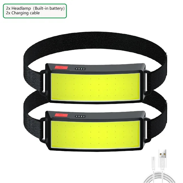 New Upgrade Portable LED Head Lamp Built-in 1200mah Battery COB Headlight USB-C Rechargeable Waterproof Torch Camping Flashlight Oasis Select T004-13