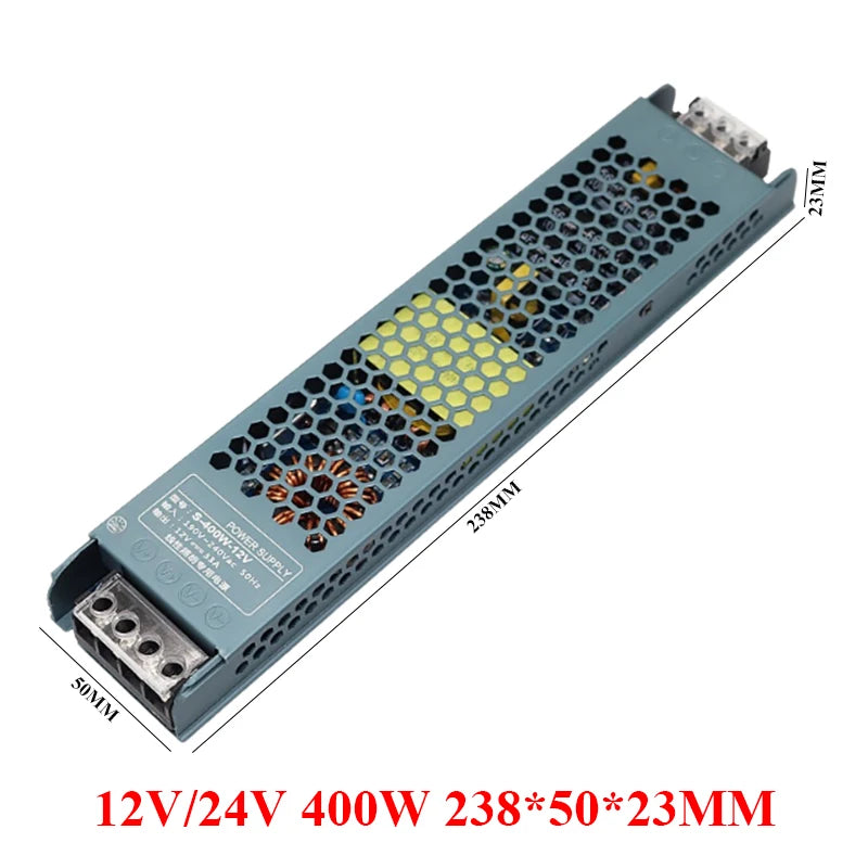 Power Supply 12V 24V Transformer AC 220V TO DC 24V 12V 60W 100W 150W 200W 300W 400W Ultra Thin Power Supply For LED Strips Lamp Oasis Select 400W AC175V-265V 24V