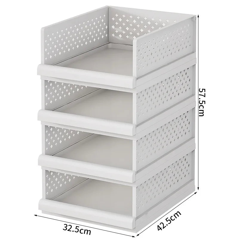 Drawer type clothes clothing storage box foldable pull-out wardrobe layered baffle pull basket layered pants storage box Oasis Select 4th floor - white