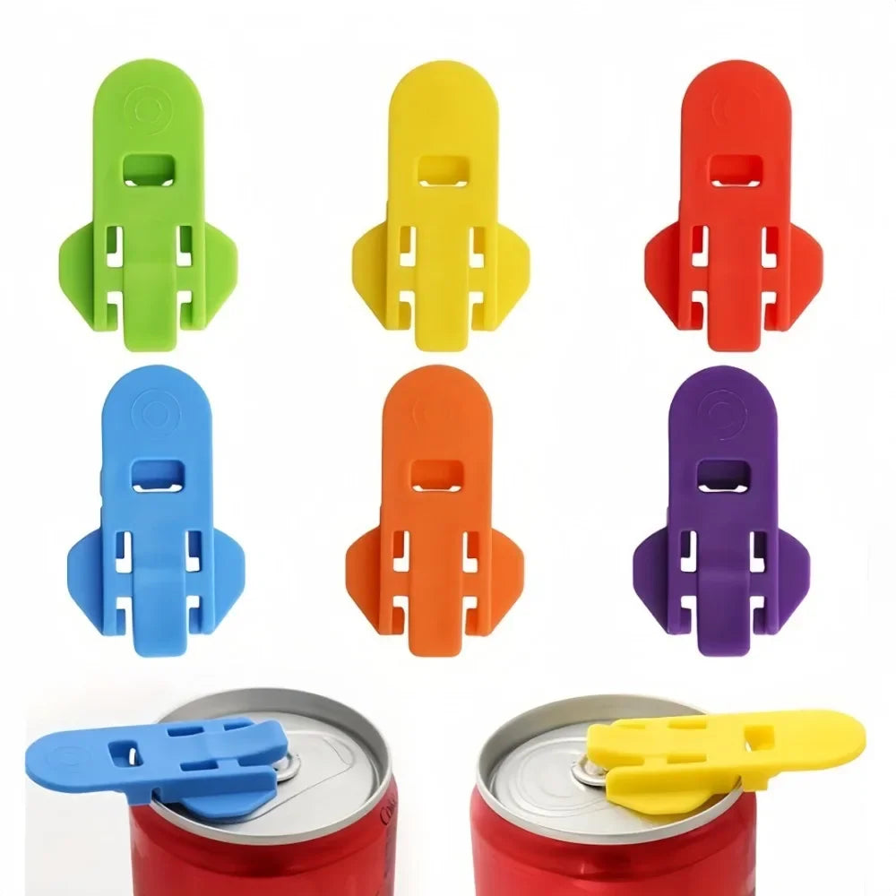 6PCS Can Opener Handheld Plastic Small Sealer for Beer Cola Beverage Cans Simple Rotating Dustproof Cup Lid Sealing Small Tool Oasis Select
