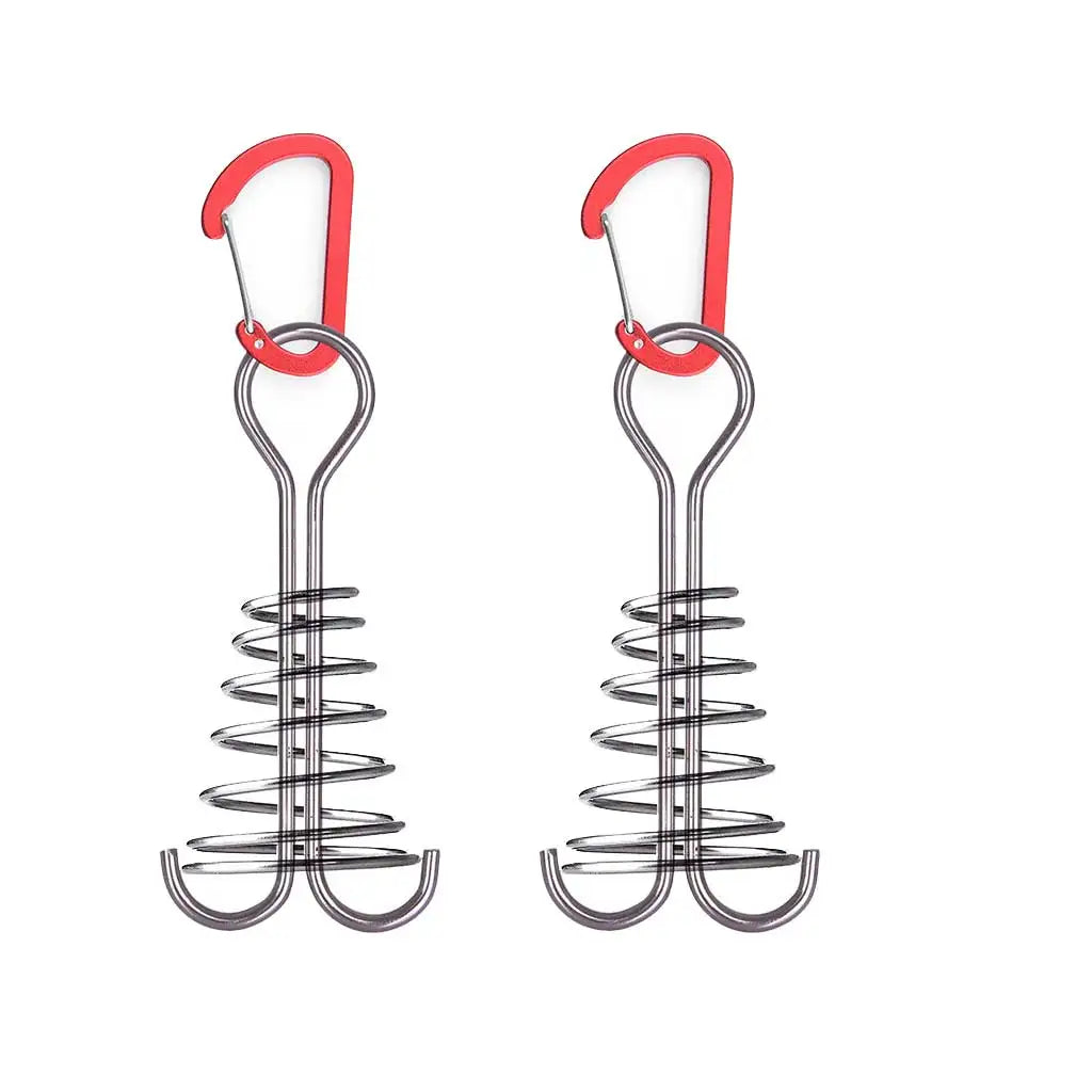 2/4Pcs Camping Tent Fishbone Anchor Peg Aluminum Alloy Spring Hook Tent Wind Rope Fixed Nail for Tarp Awning Canopy Accessories Oasis Select redpcs2