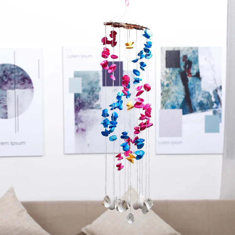 Colorful Shell Exquisite Japanese 19-piece Double Dragon White Wind Chime V2623 Fashionable Accessory Oasis Select 10 branches color shell