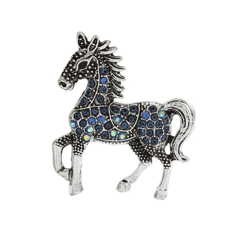 Fashion Rhinestone Horse Brooch for Women Men Zodiac Animal Brooches Lapel Pins Party New Year Jewelry Clothes Accessories Oasis Select Style 7