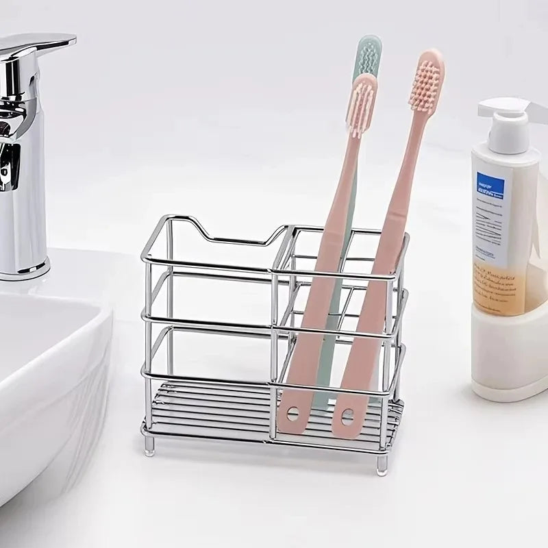 Five Compartment Bathroom Organizer Rack Multi Grid Toothpaste Brush Storage Caddy Countertop Separated Slot Wash Accessory Oasis Select