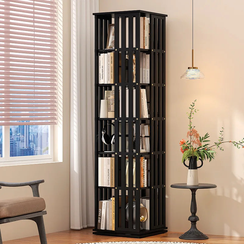 360 ° rotating bookshelf bookcase floor to wall shelf children's simple storage rack toy cabinet simple multi-layer Oasis Select