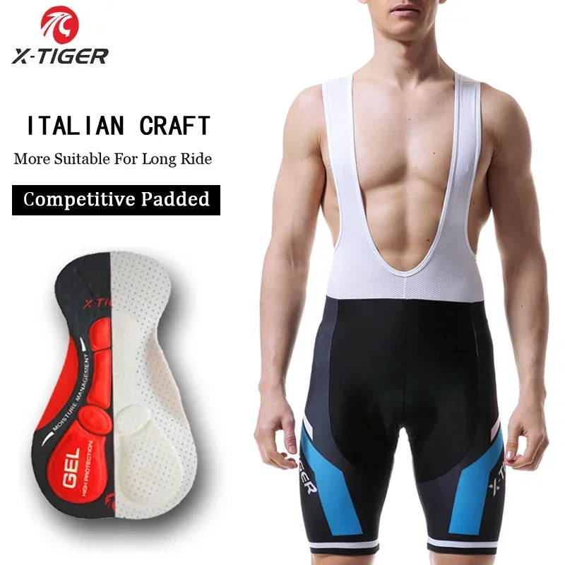 X-TIGER Men's Cycling Bib Shorts Summer Bike Breathable Polyester Sports Shorts 5D Gel Padded Tights Man Lycra Bicycle Shorts Oasis Select