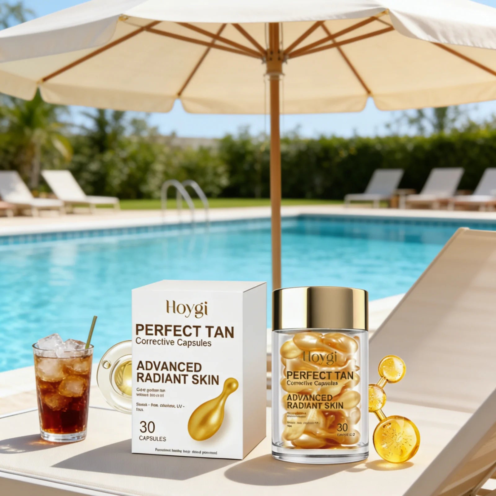 Hoygi Perfect Tan Capsules – Natural Skin Tone Corrector Self Tan Capsules Oasis Select