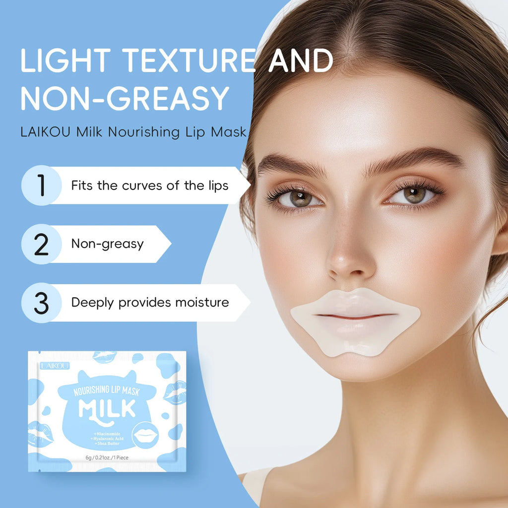 Laikou Milk Lip Mask Hydrating Repair Remove Lines Blemishes Lighten Lip Line Collagen Gel Lips Pad Patches Skin Care Product Oasis Select