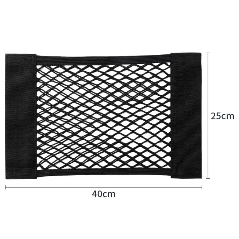 Car Storage Net Stretchable Mesh Pocket Net Magic Elastic Sticker Universal Rear Mesh Trunk Seat Bag Pocket Cage Auto Organizer Oasis Select 40 x 25cm