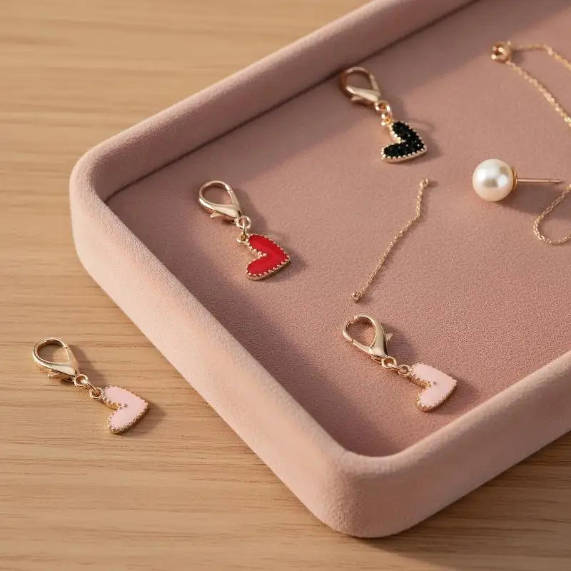 10pcs Cute Heart Shape Keychain Fashion Alloy Love Key Ring Portable Bag Pendant Car Key Holder for Women Girls Daily Accessory Oasis Select