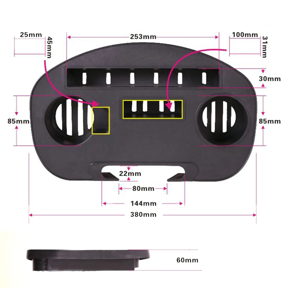 Clip On Cup Holder With Mobile Phone Slot For Camping Chair Armrest Side Table Black Plastic Tray Outdoor Beach Festival Gear Oasis Select